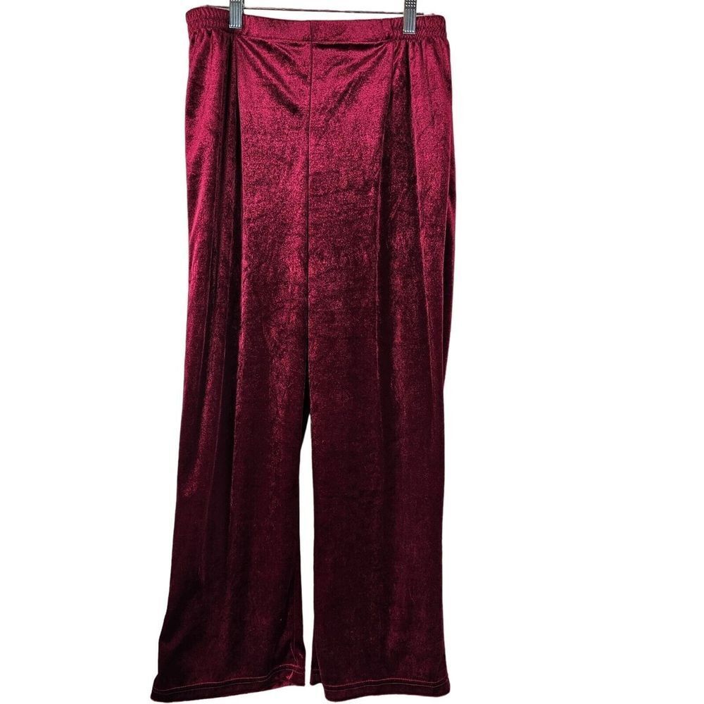 Coldwater Creek Women's Red Velvet Pants Size PM Elastic Waist Petite Holiday